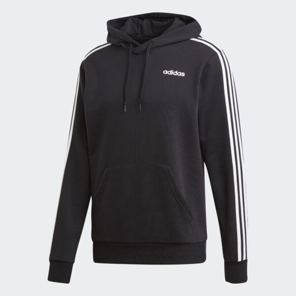 Essentials 3 Stripes Hoodie Black DU0498 01 laydown